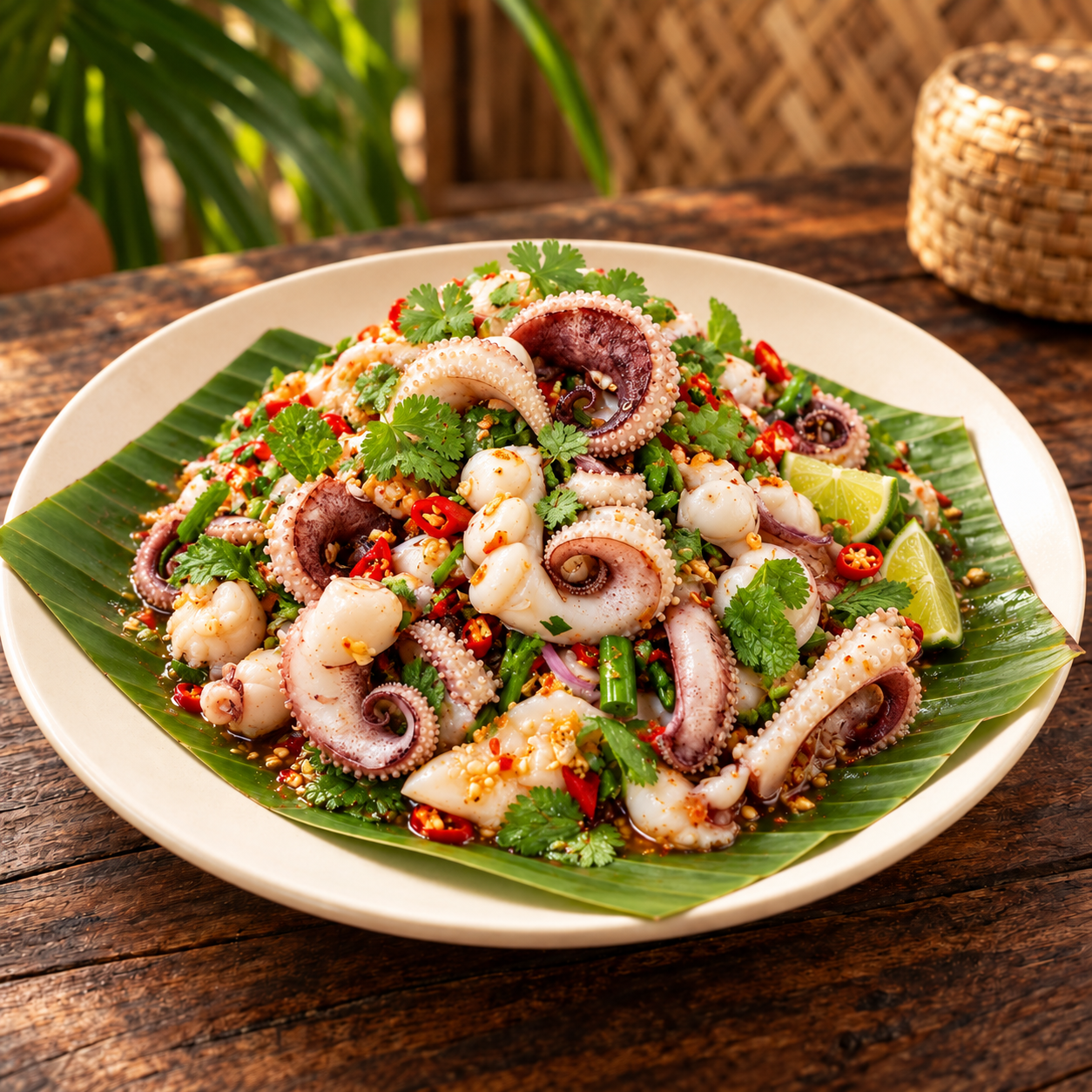 ញាំមឹកយក្សក្រូចឆ្មា និងជីរ